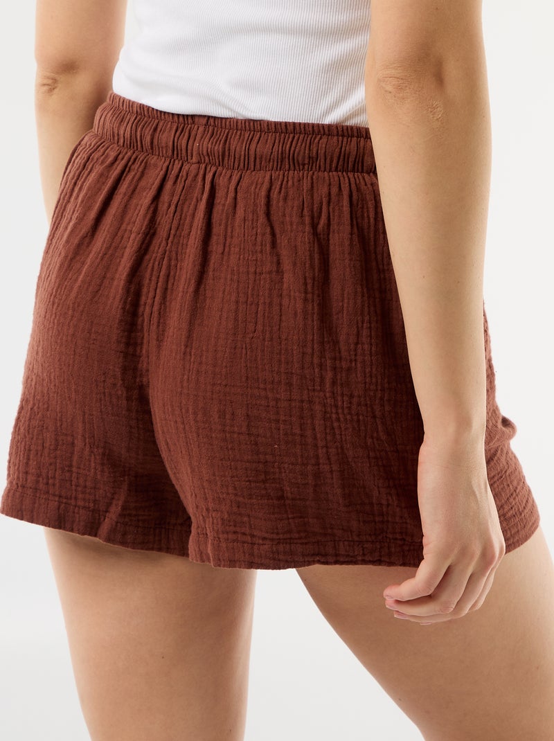 Korte short van katoengaas Bruin - Kiabi
