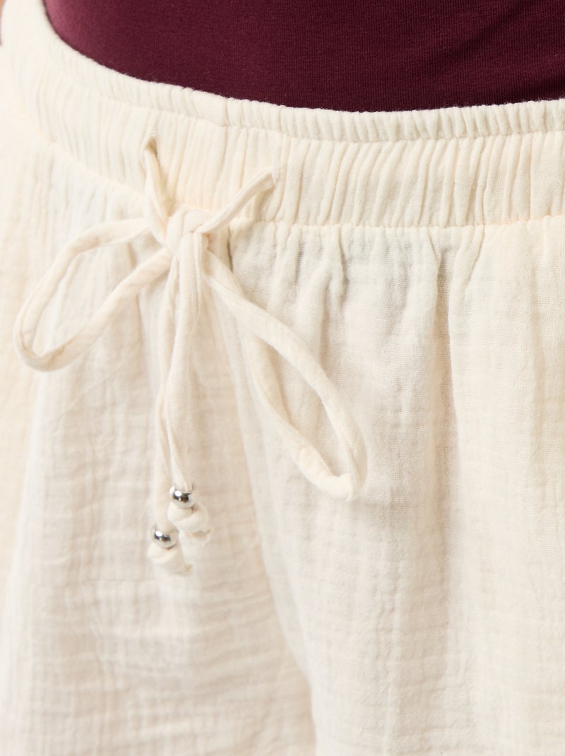 Korte short van katoengaas Wit - Kiabi