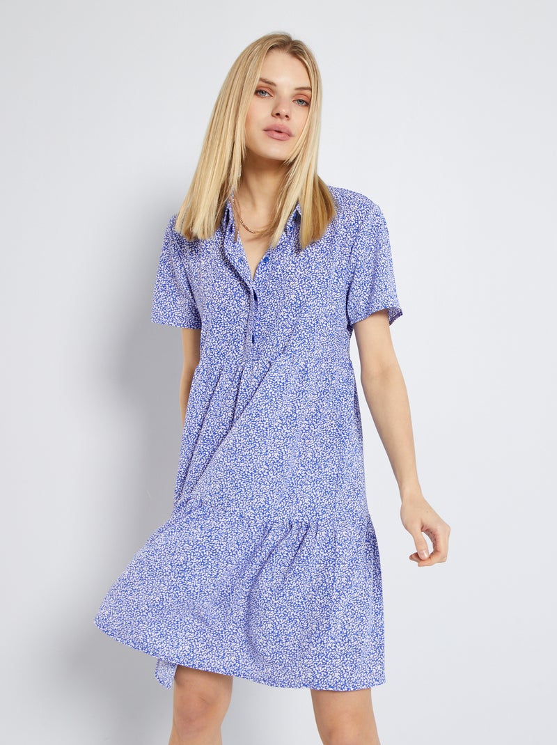 Korte, soepelvallende jurk 'JDY' BLAUW - Kiabi