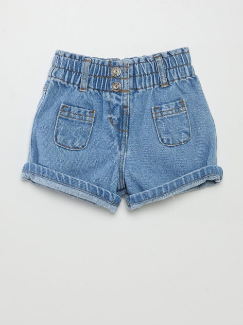 Korte spijkerbroek met paperbagtaille - Kiabi