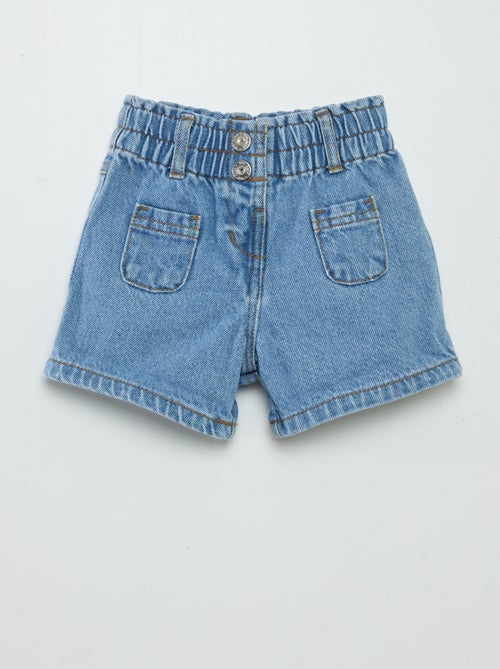 Korte spijkerbroek met paperbagtaille - Kiabi