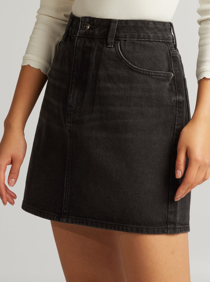 Korte spijkerrok ZWART - Kiabi