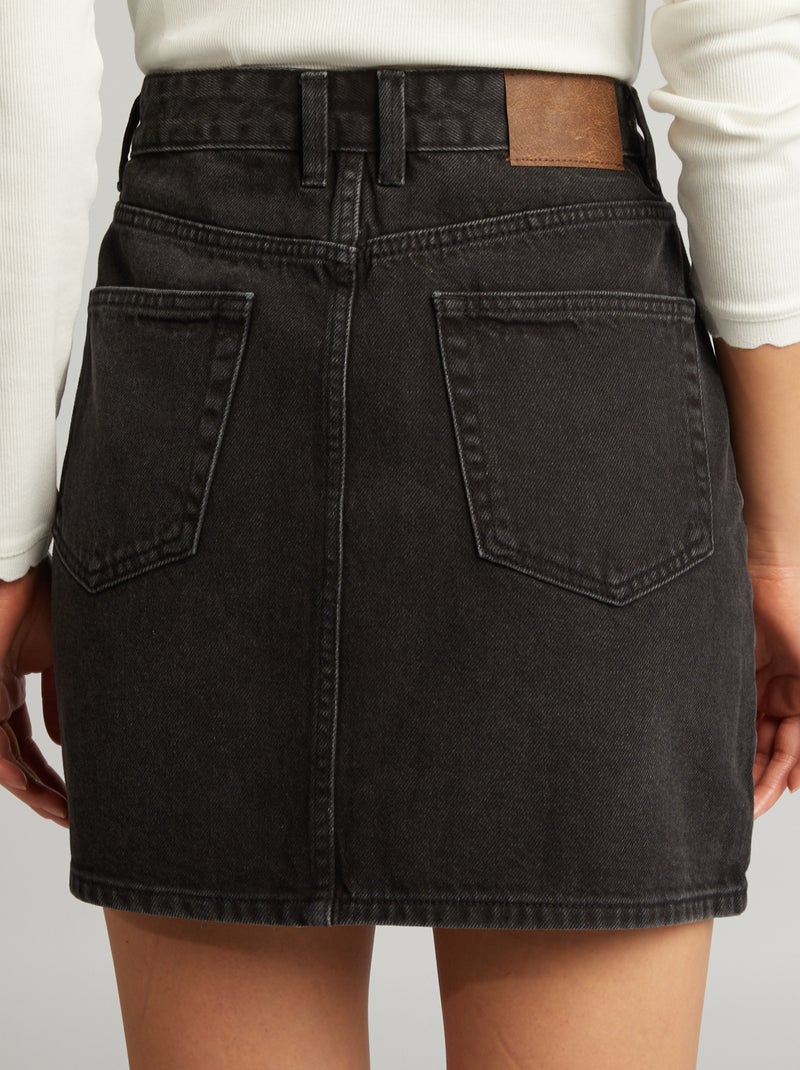 Korte spijkerrok ZWART - Kiabi