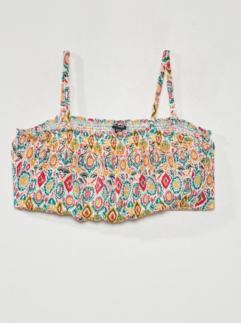 Korte top met smalle schouderbandjes BLAUW - Kiabi