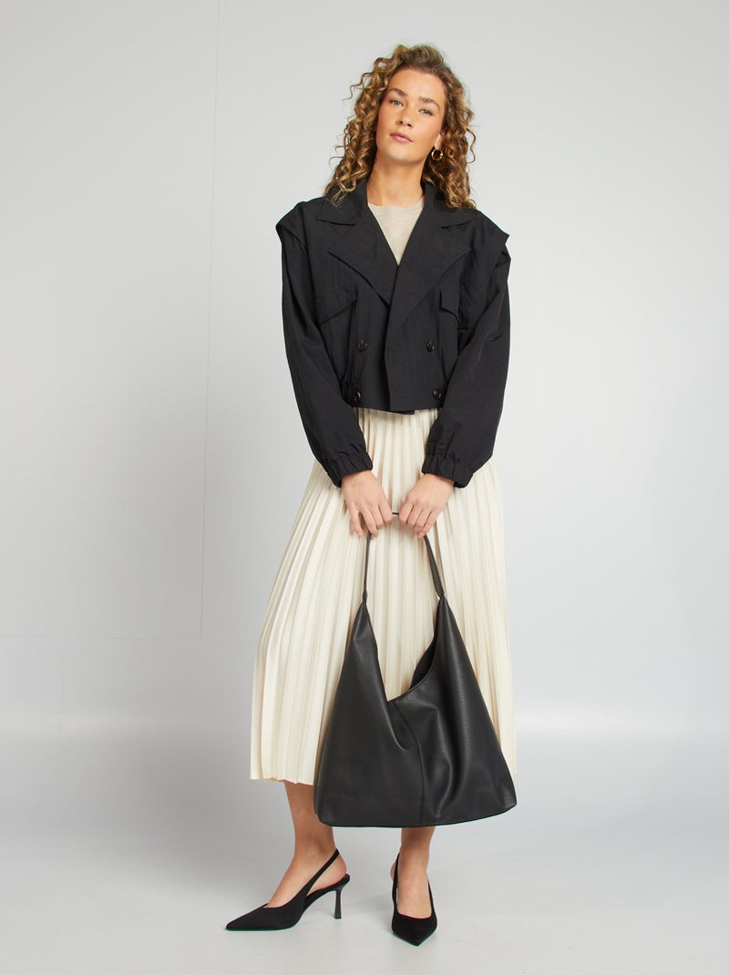 Korte trenchcoat - cropped model zwart - Kiabi