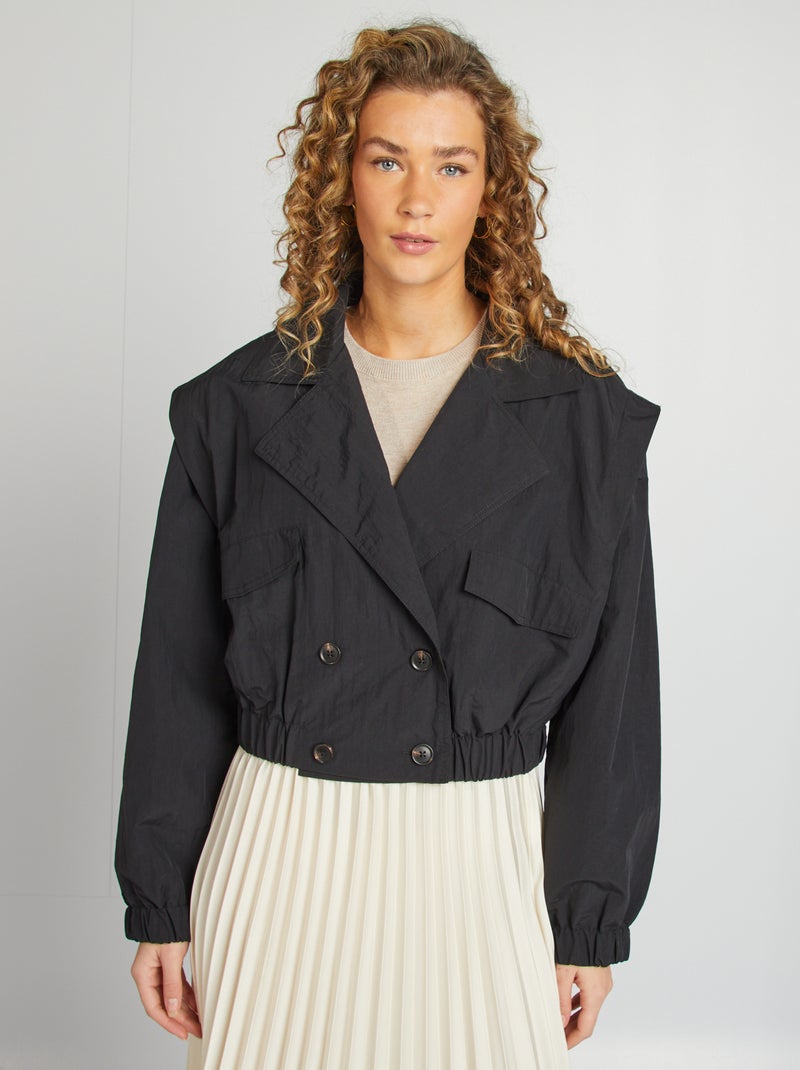 Korte trenchcoat - cropped model zwart - Kiabi