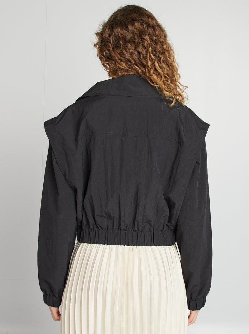 Korte trenchcoat - cropped model zwart - Kiabi