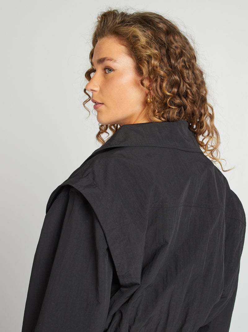 Korte trenchcoat - cropped model zwart - Kiabi