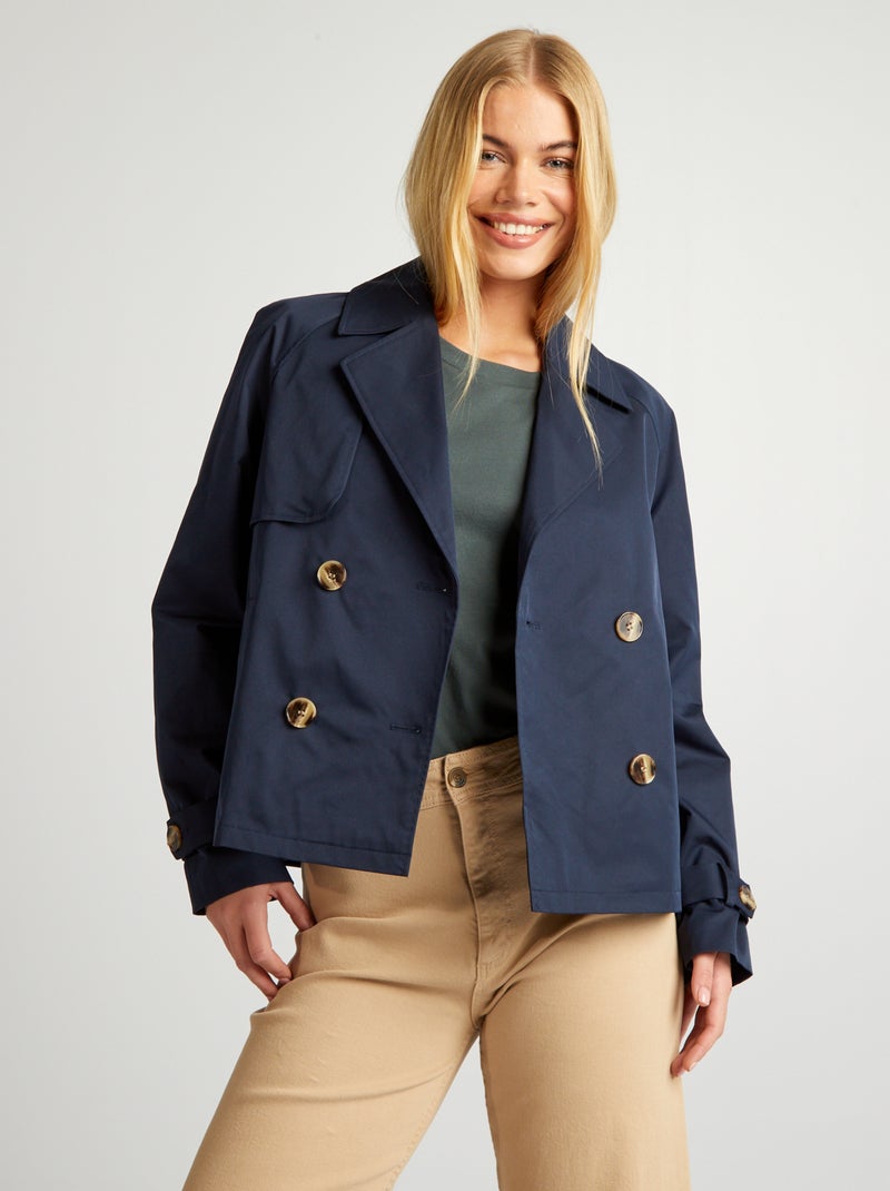 Korte trenchcoat BLAUW - Kiabi