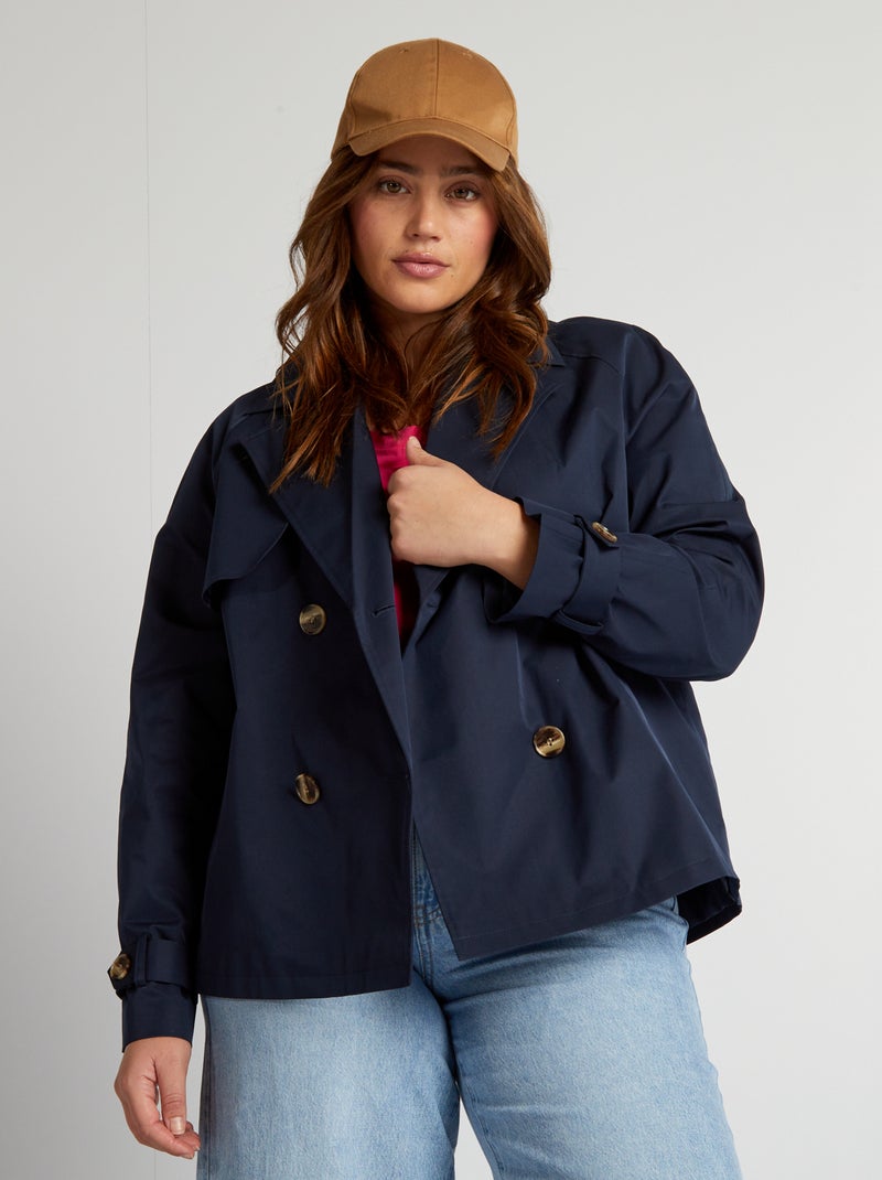 Korte trenchcoat BLAUW - Kiabi