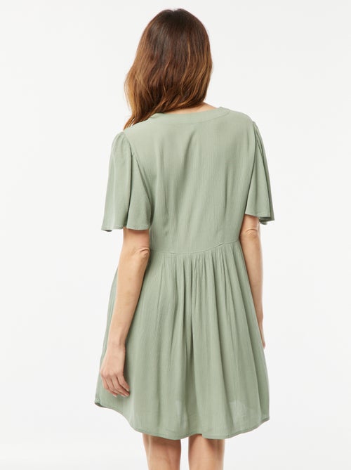 Korte tricotjurk met licht kreukeleffect - Kiabi