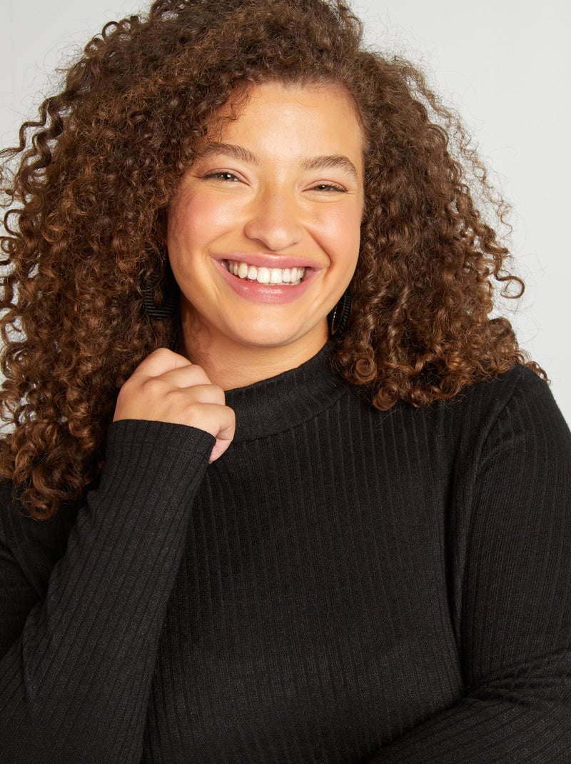 Korte trui-jurk van ribstof zwart - Kiabi