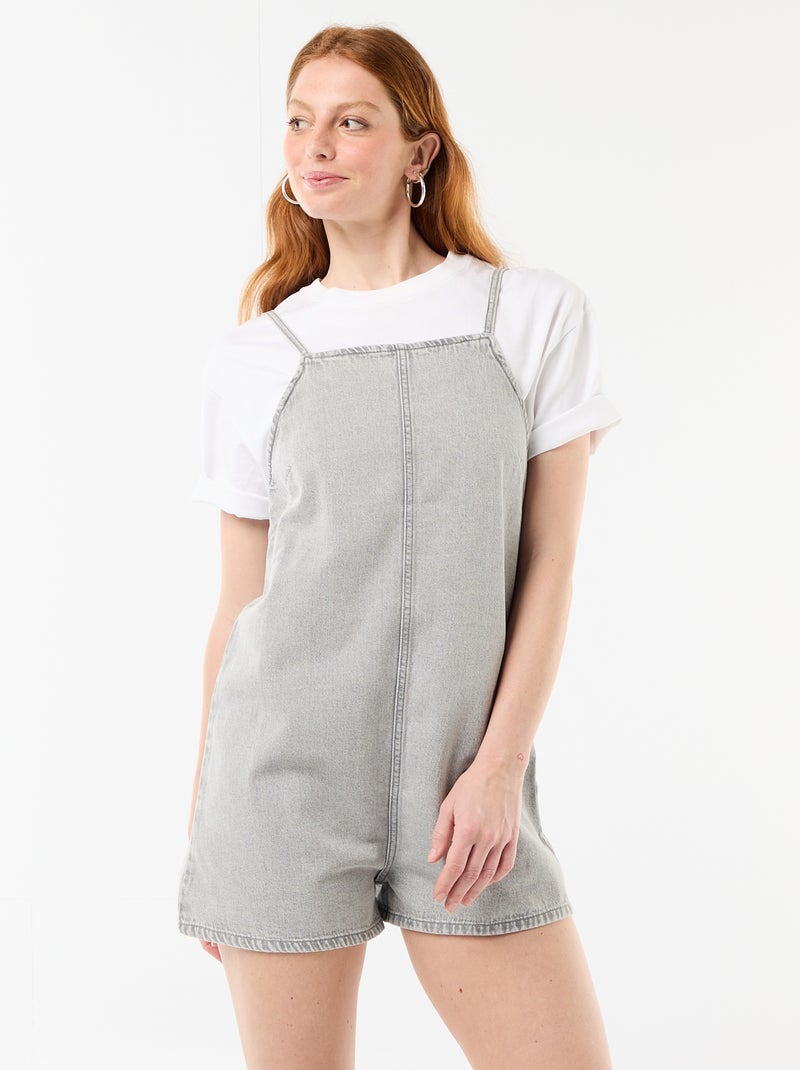 Korte tuinbroek jumpsuit Grijs - Kiabi