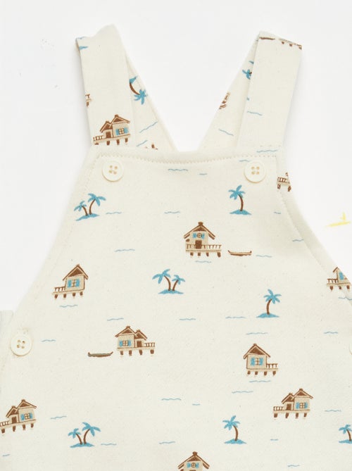 Korte tuinbroek van french terry met katoenen bandjes - Kiabi