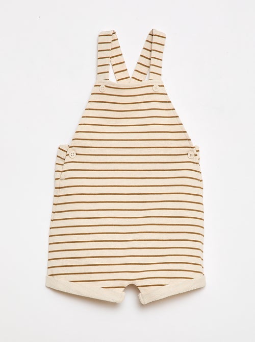 Korte tuinbroek van french terry met katoenen bandjes - Kiabi