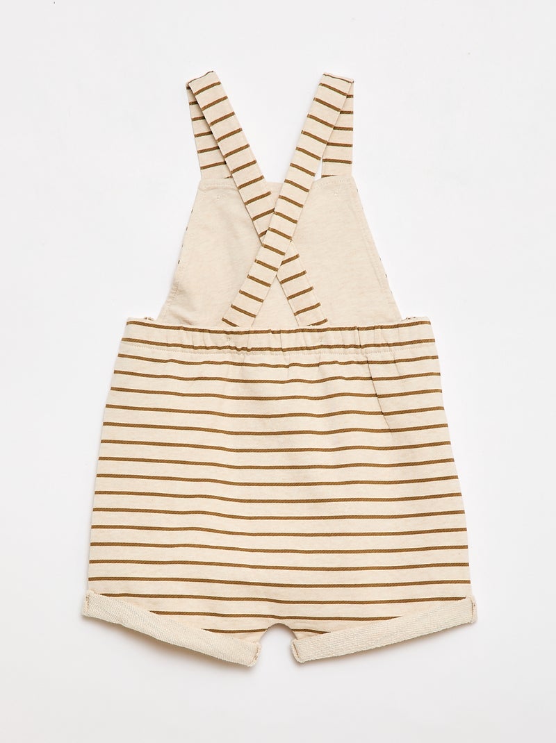 Korte tuinbroek van french terry met katoenen bandjes Biege - Kiabi