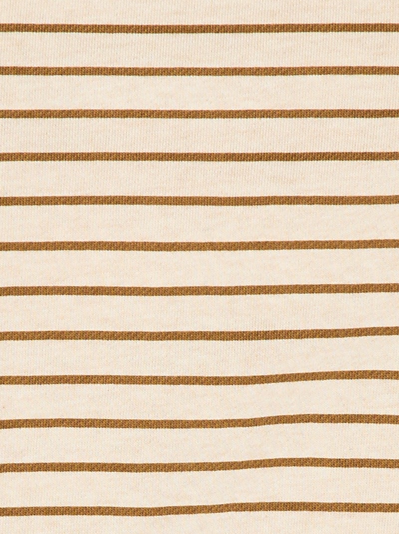 Korte tuinbroek van french terry met katoenen bandjes Biege - Kiabi