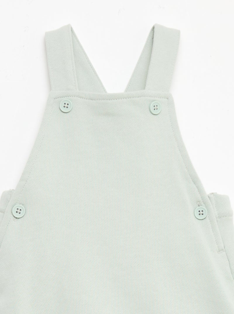 Korte tuinbroek van french terry met katoenen bandjes Blauw - Kiabi