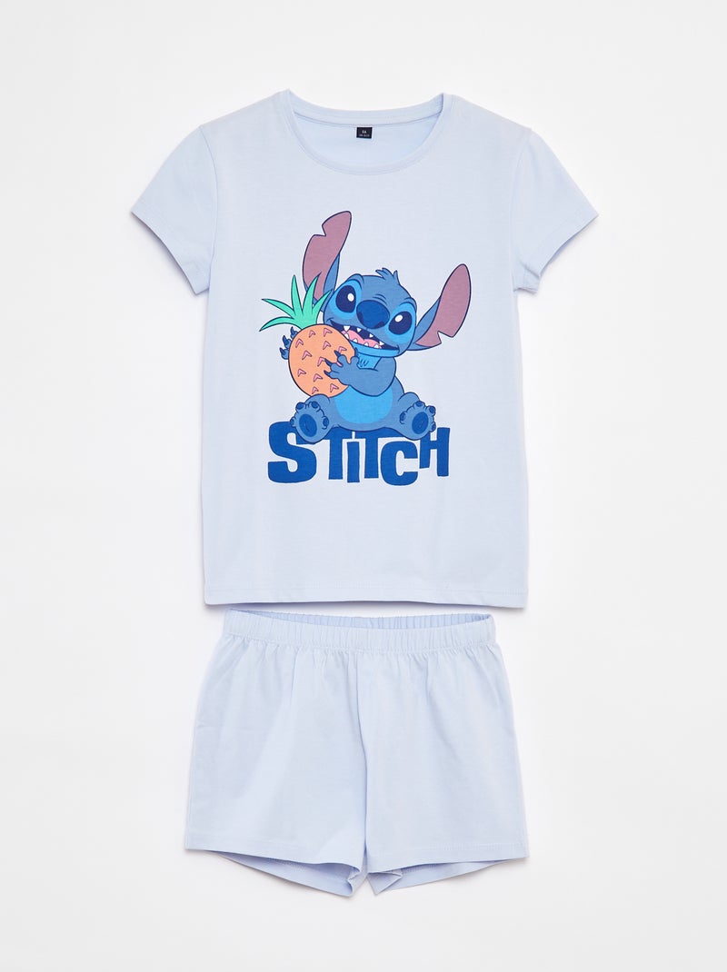 Korte, tweedelige Disney-pyjama met Stitch-print BLAUW - Kiabi