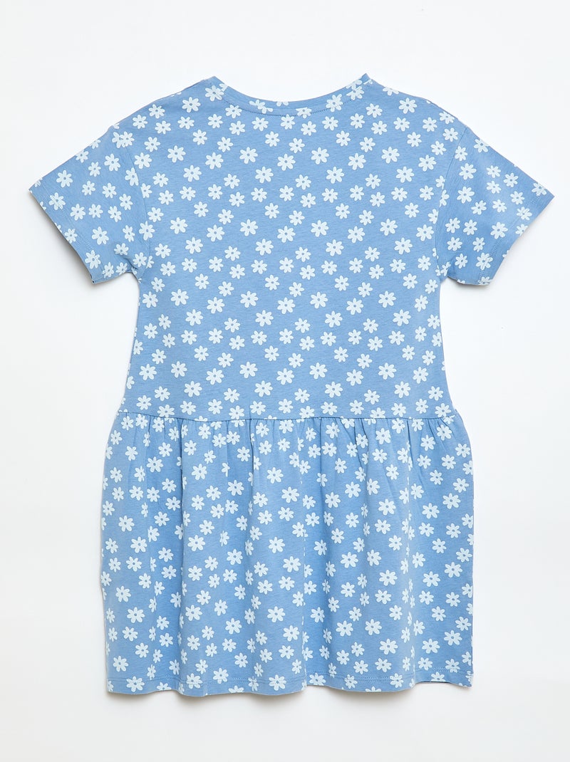 Kortemouwjurk met motief Blauw - Kiabi