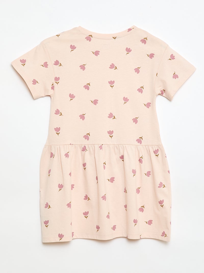 Kortemouwjurk met motief Rose - Kiabi