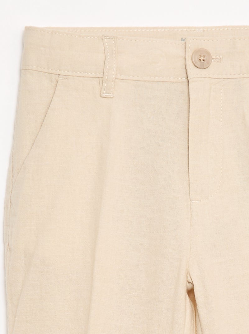 Kostuumbroek van linnenmix Biege - Kiabi