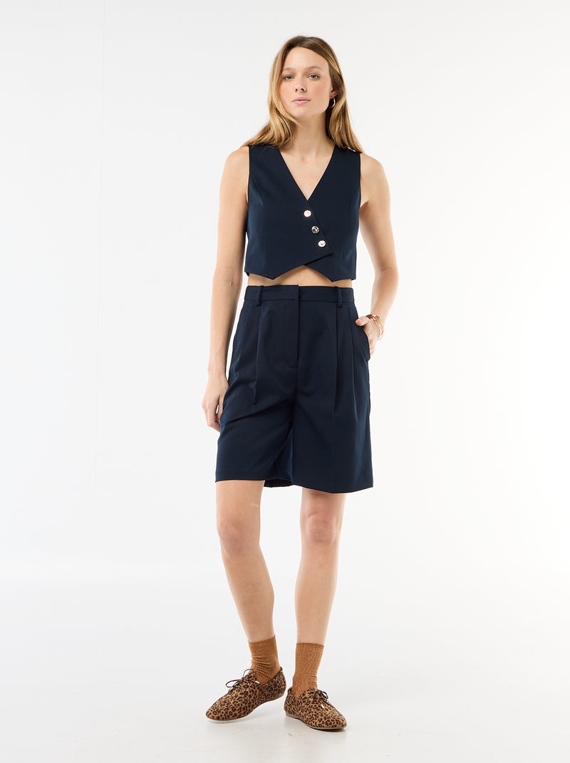 Kostuumgilet met asymmetrische knoopsluiting Blauw - Kiabi