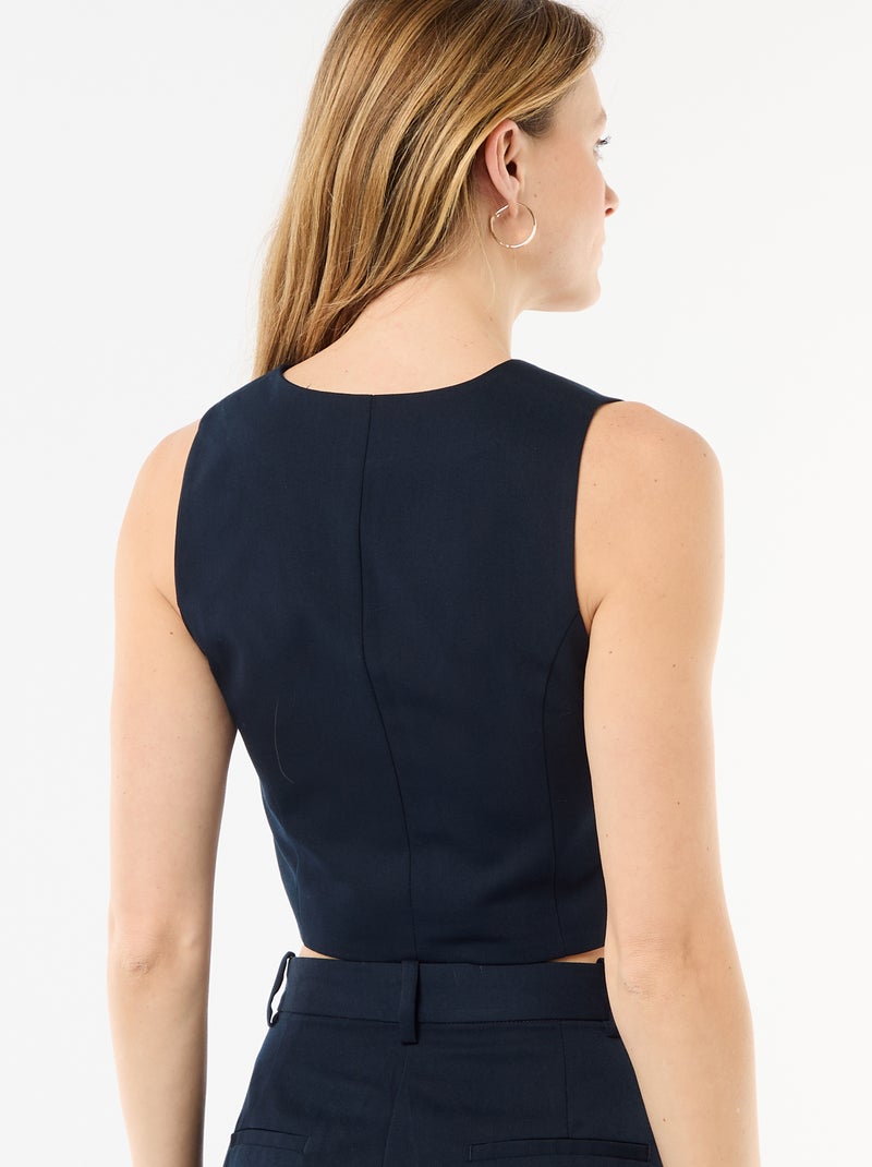 Kostuumgilet met asymmetrische knoopsluiting Blauw - Kiabi