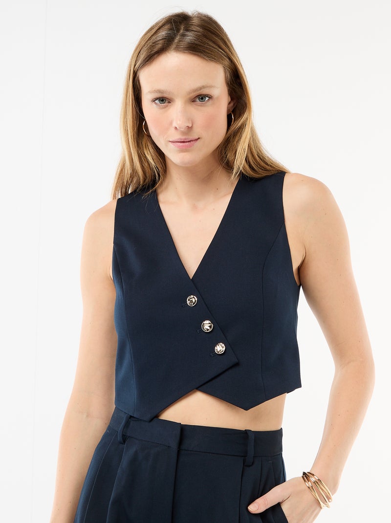 Kostuumgilet met asymmetrische knoopsluiting Blauw - Kiabi