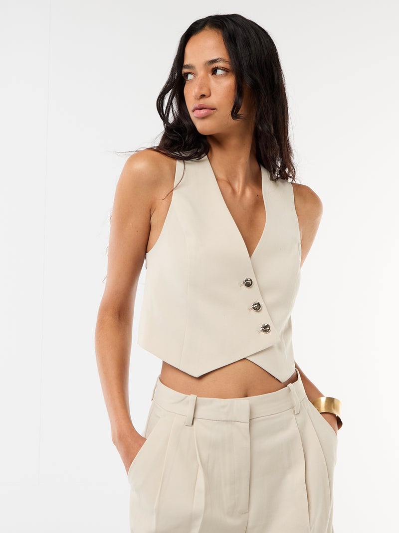 Kostuumgilet met asymmetrische knoopsluiting Grijs - Kiabi