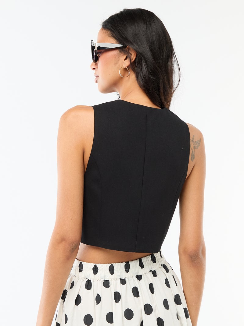 Kostuumgilet met asymmetrische knoopsluiting Zwart - Kiabi