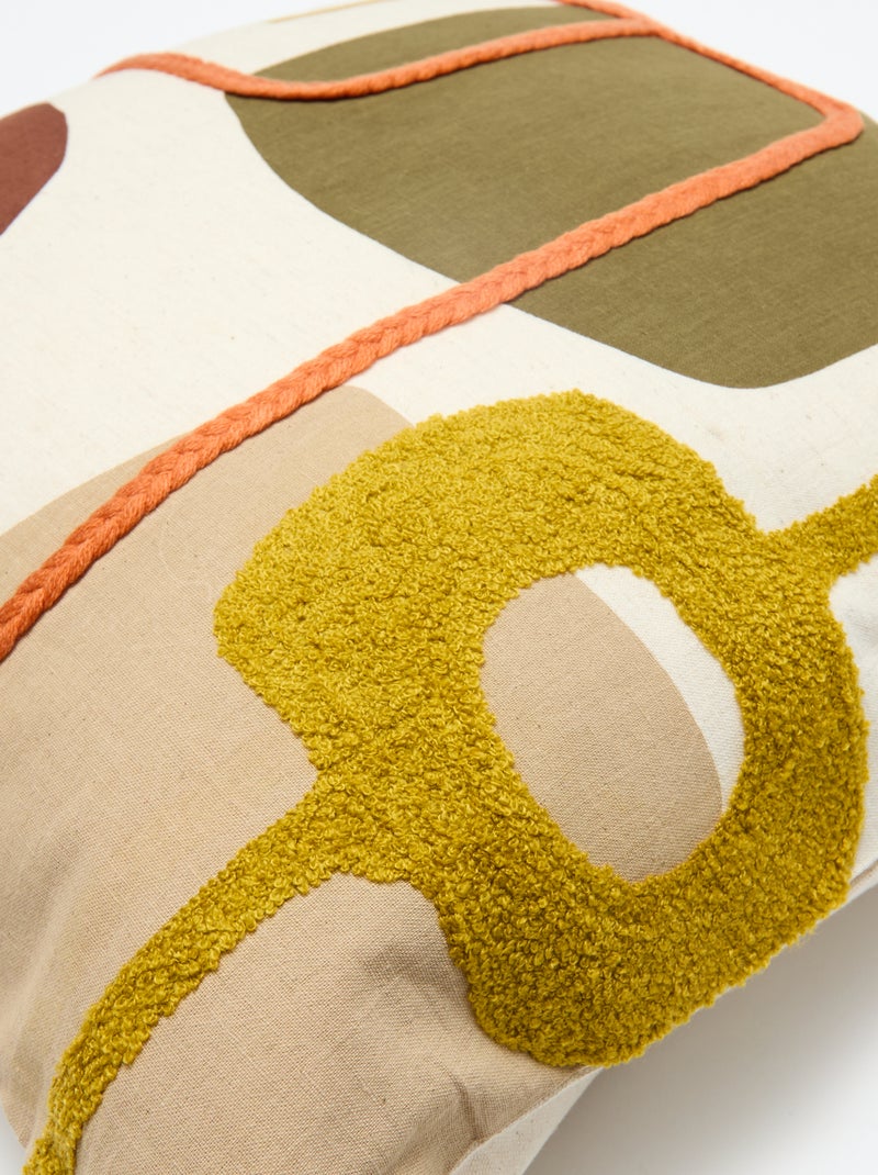 Kussenhoes met dambordmotief Biege - Kiabi