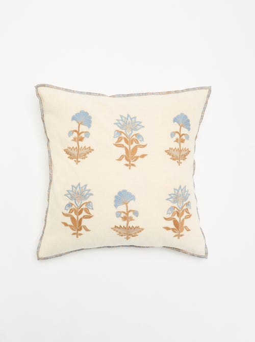 Kussenhoes met geborduurde bloemen - Kiabi