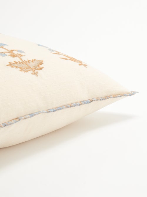 Kussenhoes met geborduurde bloemen - Kiabi