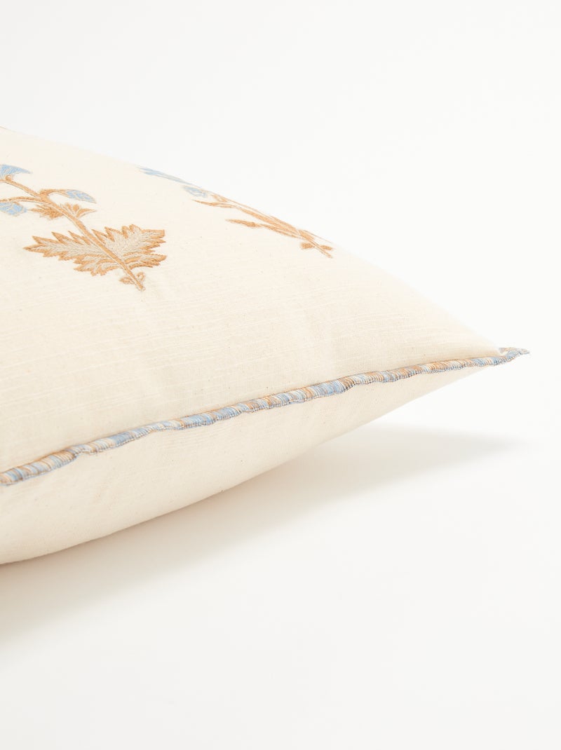 Kussenhoes met geborduurde bloemen Biege - Kiabi