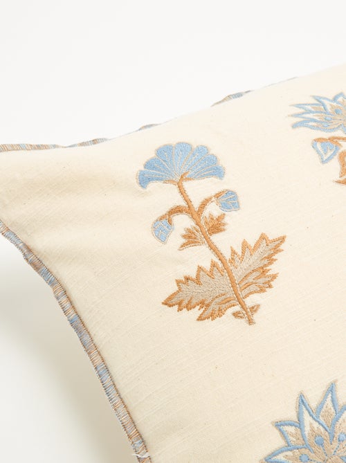 Kussenhoes met geborduurde bloemen - Kiabi