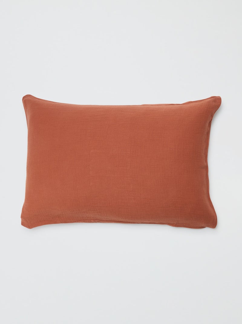 Kussensloop van katoengaas 50 x 70 of 63 x 63 cm - Kiabi Home BRUIN - Kiabi