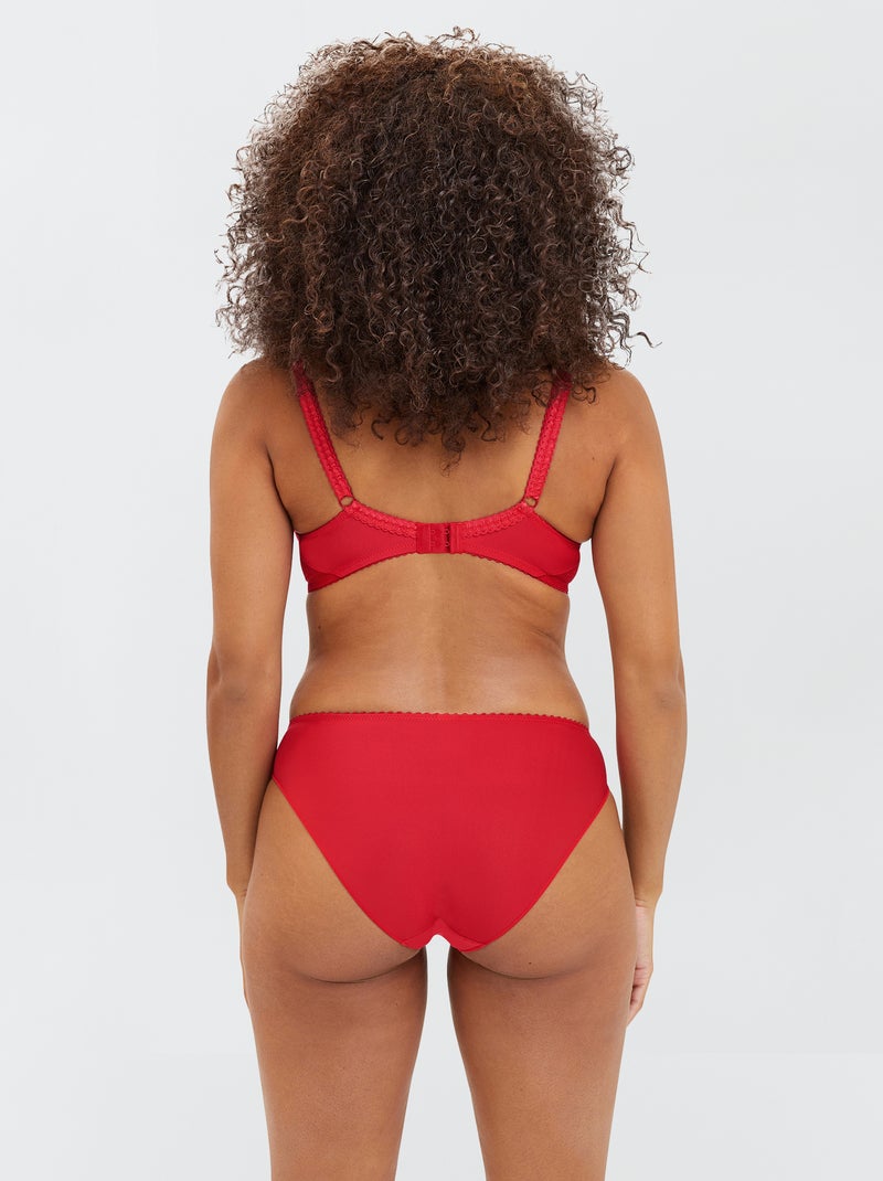 Laag uitgesneden beha van kant met beugels 'Sans Complexe' ROOD - Kiabi