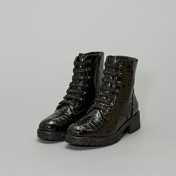 Laarsjes van gelakt slangenleer Schoenen zwart Kiabi Laarsjes van gelakt slangenleer Schoenen zwart Kiabi