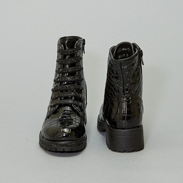 Laarsjes van gelakt slangenleer Schoenen zwart Kiabi Laarsjes van gelakt slangenleer Schoenen zwart Kiabi