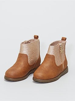 Laarzen uit twee materialen met pailletten - Kiabi