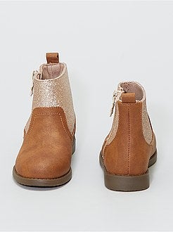 Laarzen uit twee materialen met pailletten - Kiabi