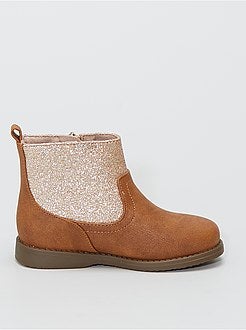 Laarzen uit twee materialen met pailletten - Kiabi