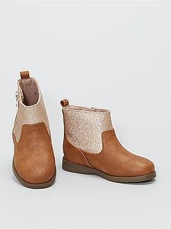 Laarzen uit twee materialen met pailletten - Kiabi