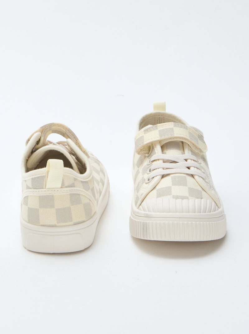 Lage canvas sneakers met klittenband Grijs - Kiabi