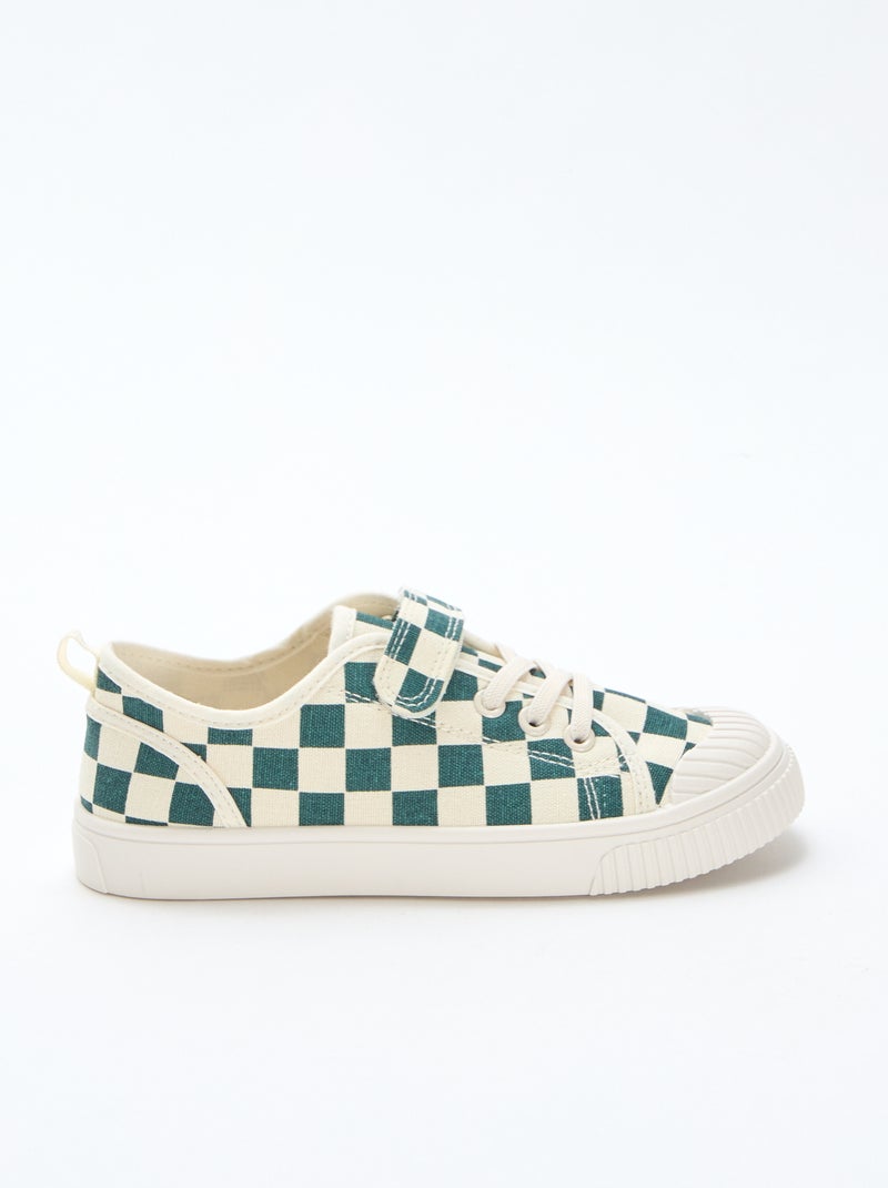 Lage canvas sneakers met klittenband Groen - Kiabi