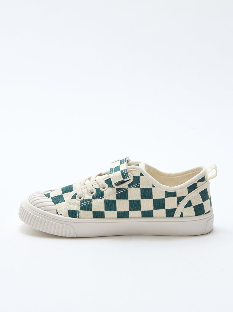 Lage canvas sneakers met klittenband Groen - Kiabi