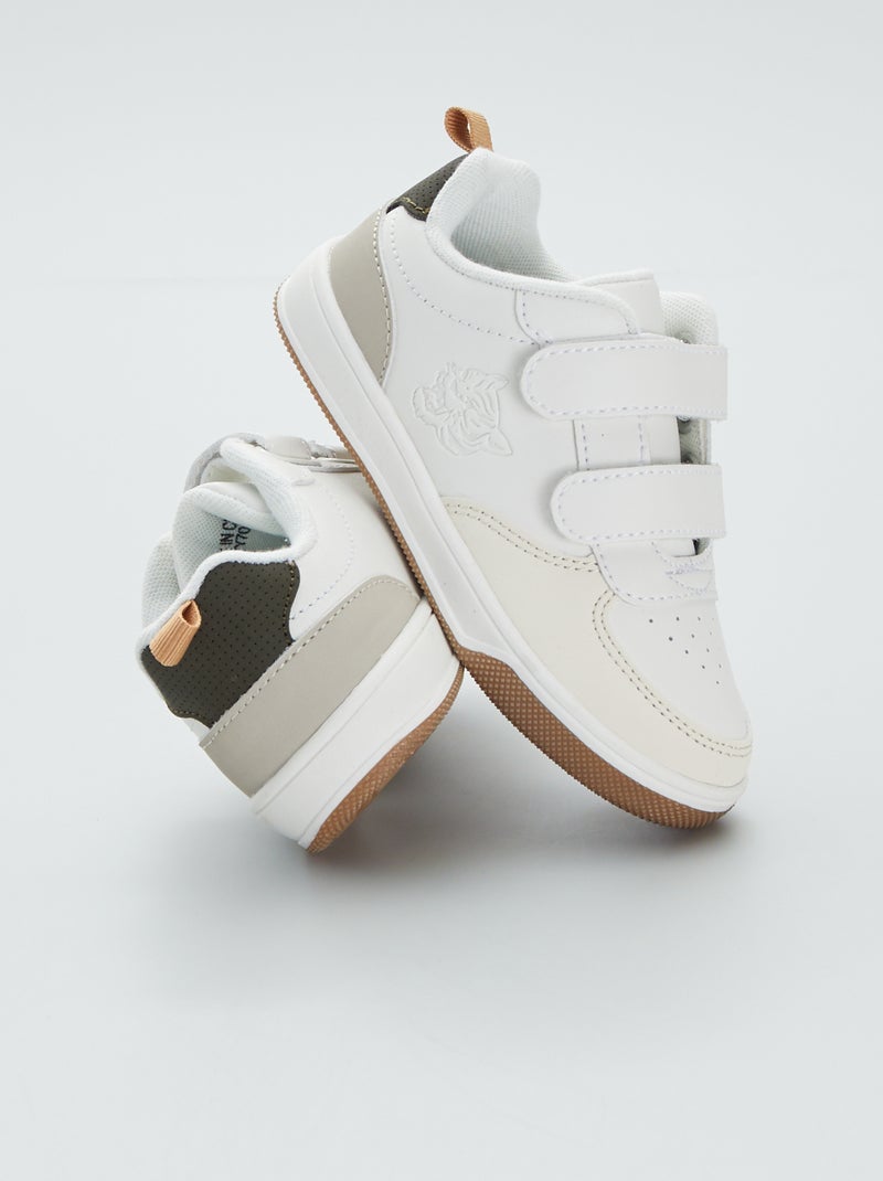 Lage, eenvoudig aan te trekken sneakers met klittenband wit - Kiabi