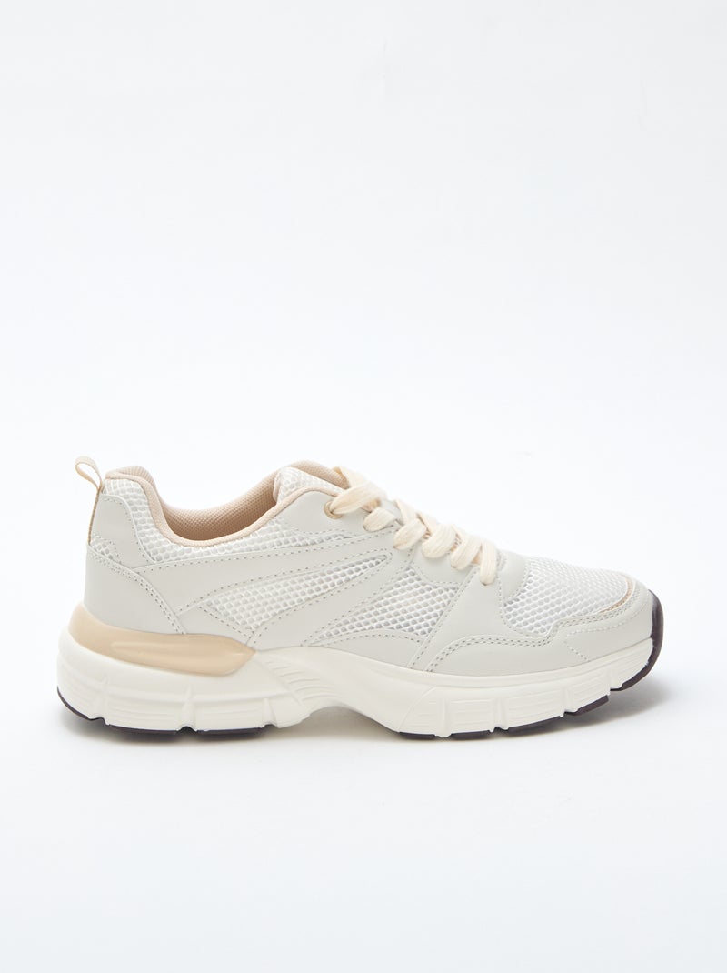 Lage sneakers in hardloopstijl Biege - Kiabi