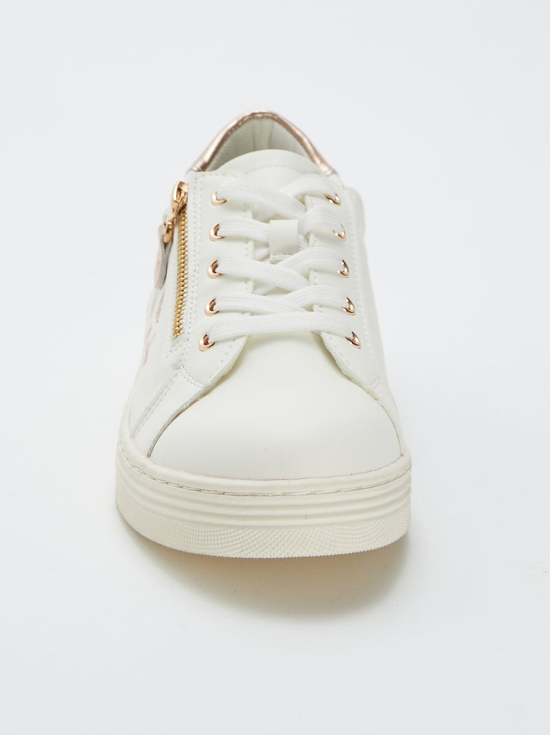 Lage sneakers met bloemen- en vlinderprint WIT - Kiabi